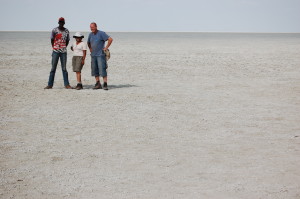 Etosha National Park, Namibia. (left to right) Michael Kazondunge, me, Holger Vollbrecht