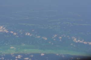 Aerial view of Belize Barrier Reef, part of the second largest reef system in the world