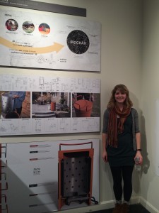 Haley with her design for a domestic biochar unit